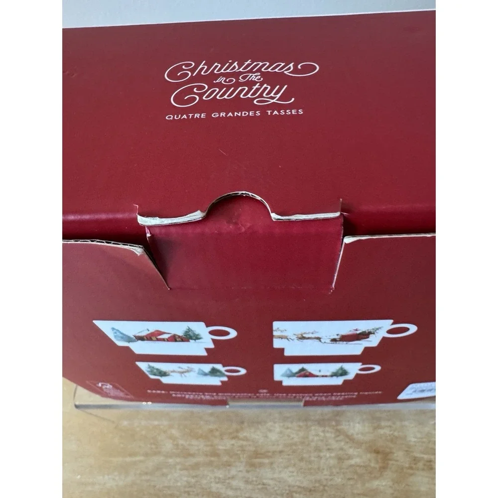 2023 Pottery Barn Christmas in the Country Stacking 4Mugs Holiday Stoneware